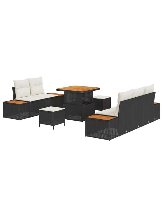 Dārza dīvānu komplekts 8 pcs melns un krēmkrāsa 80 x 80 x 71 cm