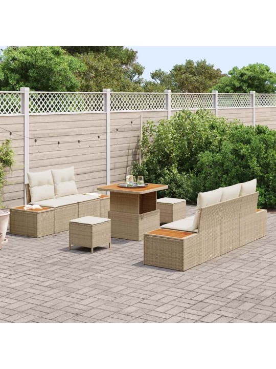 Dārza dīvānu komplekts 8 pcs bēšs un krēms 80 x 80 x 71 cm