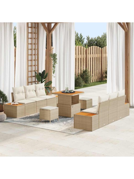 Dārza dīvānu komplekts 9 pcs bēšs un krēms 80 x 80 x 71 cm