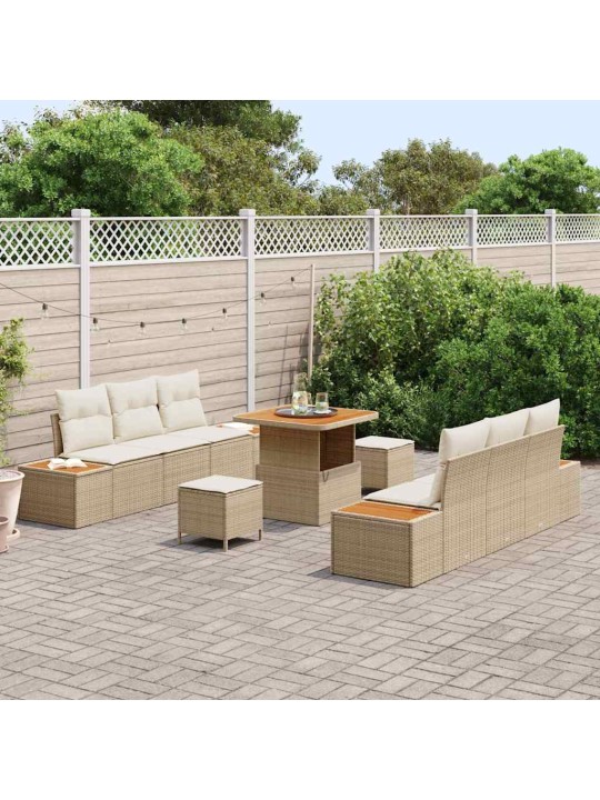 Dārza dīvānu komplekts 9 pcs bēšs un krēms 80 x 80 x 71 cm