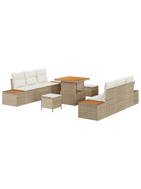 Dārza dīvānu komplekts 9 pcs bēšs un krēms 80 x 80 x 71 cm