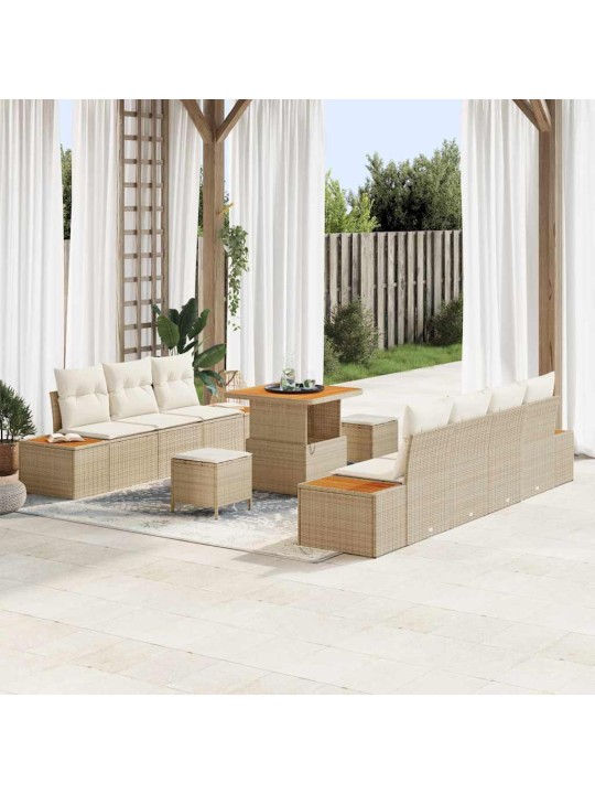 Dārza dīvānu komplekts 10 pcs bēšs un krēms 80 x 80 x 71 cm