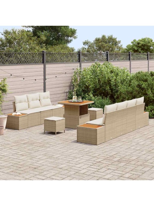 Dārza dīvānu komplekts 10 pcs bēšs un krēms 80 x 80 x 71 cm