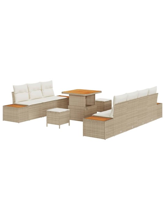 Dārza dīvānu komplekts 10 pcs bēšs un krēms 80 x 80 x 71 cm