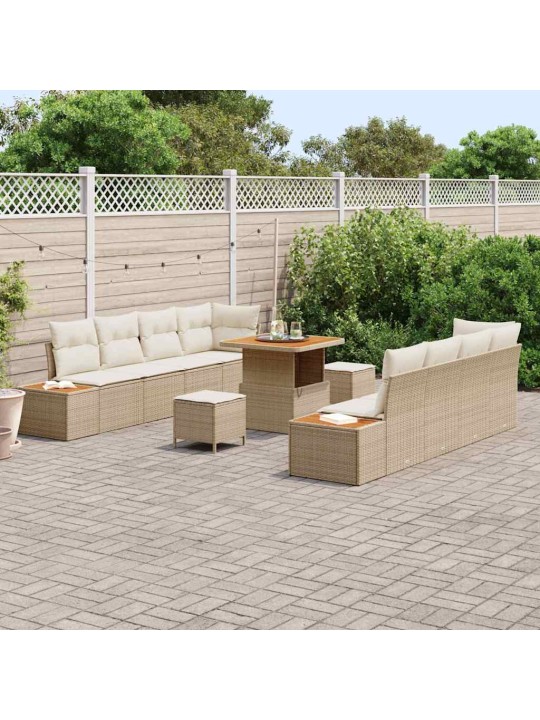 Dārza dīvānu komplekts 11 pcs bēšs un krēms 80 x 80 x 71 cm