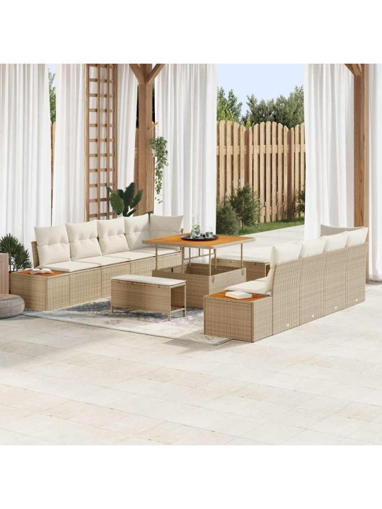 Dārza dīvānu komplekts 11 pcs bēšs un krēms 100 x 100 x 71 cm