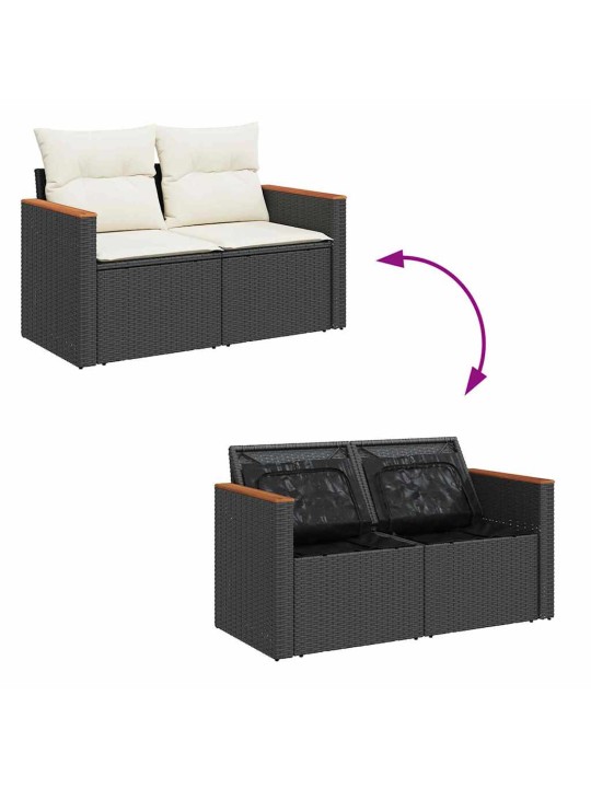 Dārza dīvānu komplekts 10 pcs melna poliūtu rotangpalma