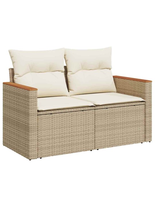 Dārza dīvānu komplekts ar spilvenu 10 pcs bēša 90 x 55 x 71 cm