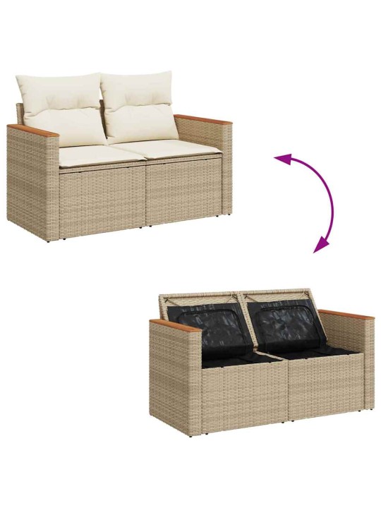 Dārza dīvānu komplekts ar spilvenu 10 pcs bēša 90 x 55 x 71 cm