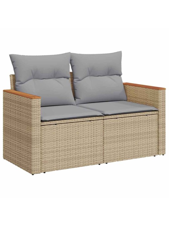 Dārza dīvānu komplekts ar spilvenu 10 pcs bēša 90 x 55 x 71 cm
