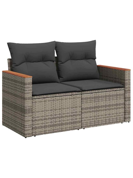Dārza dīvānu komplekts 10 pcs pelēka 90 x 55 x 71 cm