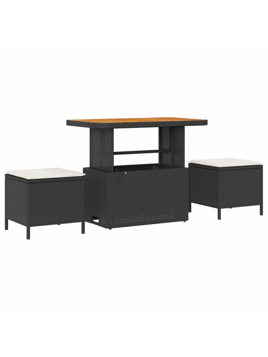 Dārza dīvānu komplekts ar spilvenu 10 pcs melna 90 x 55 x 71 cm