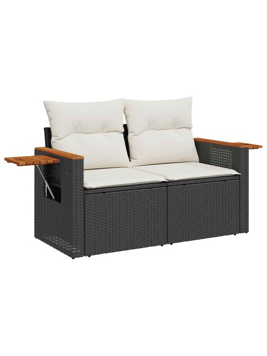 Dārza dīvānu komplekts ar spilvenu 10 pcs melna 90 x 55 x 71 cm