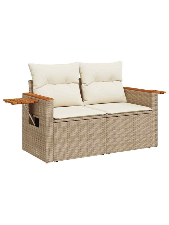 Dārza dīvānu komplekts ar spilvenu 10 pcs bēša 90 x 55 x 71 cm