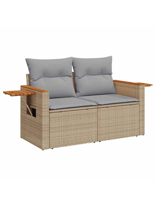 Dārza dīvānu komplekts ar spilvenu 10 pcs bēša 90 x 55 x 71 cm