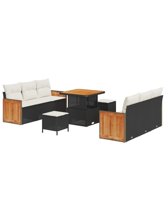 Dārza dīvānu komplekts 9 pcs melns un krēmkrāsa 80 x 80 x 71 cm