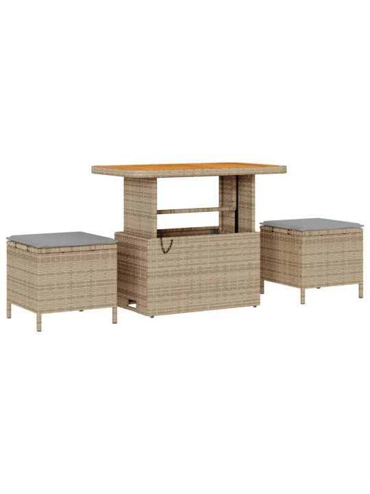 Dārza dīvānu komplekts 9 pcs bēša 90 x 55 x 71 cm poliratāns