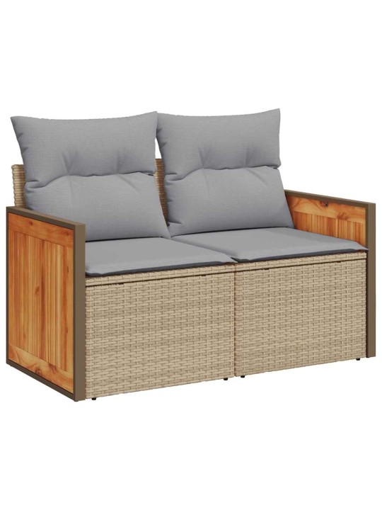 Dārza dīvānu komplekts 9 pcs bēša 90 x 55 x 71 cm poliratāns