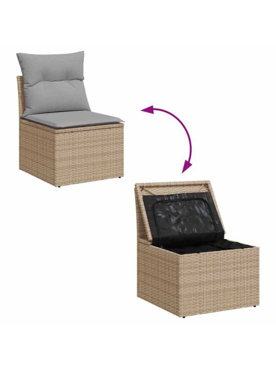 Dārza dīvānu komplekts 9 pcs bēša 90 x 55 x 71 cm poliratāns