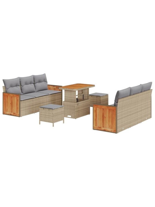 Dārza dīvānu komplekts 9 pcs bēša 90 x 55 x 71 cm poliratāns
