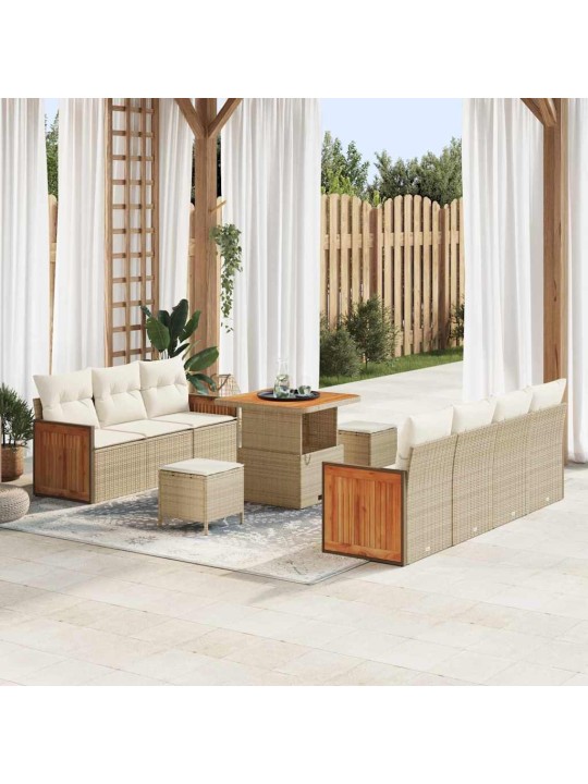 Dārza dīvānu komplekts 10 pcs bēšs un krēms 80 x 80 x 71 cm