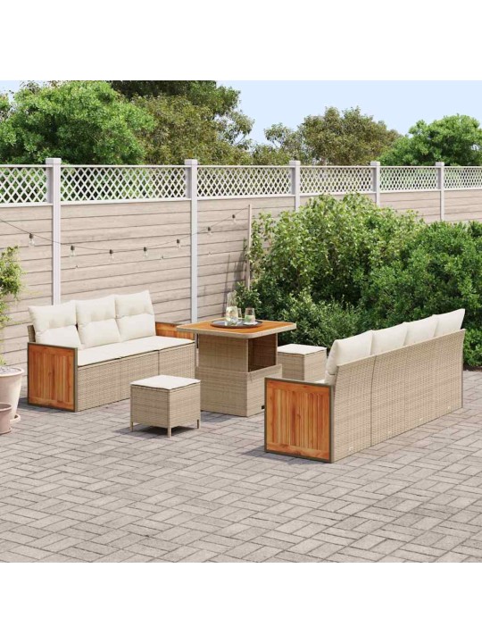 Dārza dīvānu komplekts 10 pcs bēšs un krēms 80 x 80 x 71 cm