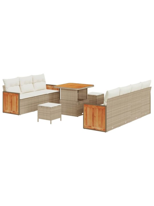 Dārza dīvānu komplekts 10 pcs bēšs un krēms 80 x 80 x 71 cm