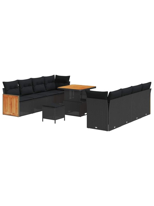 Dārza dīvānu komplekts 11 pcs melna 80 x 80 x 71 cm poliratāns