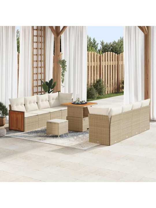 Dārza dīvānu komplekts 11 pcs bēšs un krēms 80 x 80 x 71 cm