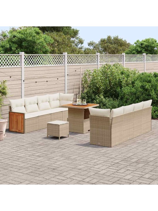Dārza dīvānu komplekts 11 pcs bēšs un krēms 80 x 80 x 71 cm