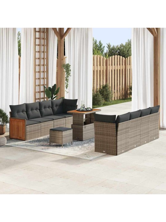 Dārza dīvānu komplekts 11 pcs pelēka 90 x 55 x 71 cm poliratāns