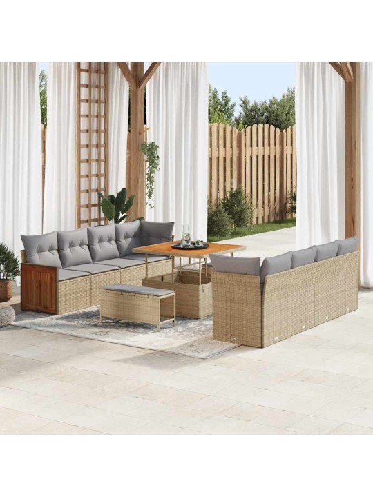 Dārza dīvānu komplekts 11 pcs bēša 100 x 100 x 71 cm poliratāns