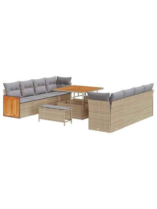 Dārza dīvānu komplekts 11 pcs bēša 100 x 100 x 71 cm poliratāns