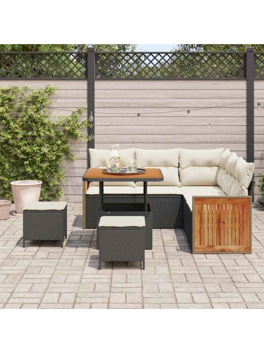 Dārza dīvānu komplekts 8 pcs melns un krēmkrāsa 80 x 80 x 71 cm