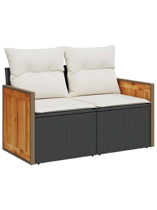 Dārza dīvānu komplekts 8 pcs melns un krēmkrāsa 80 x 80 x 71 cm