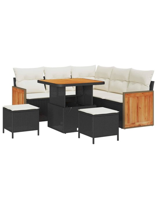 Dārza dīvānu komplekts 8 pcs melns un krēmkrāsa 80 x 80 x 71 cm