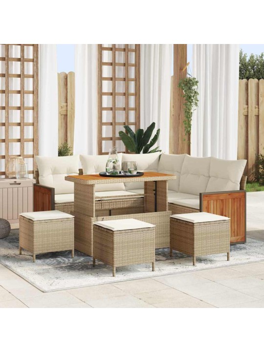 Dārza dīvānu komplekts 8 pcs bēšs un krēms 110 x 55 x 71 cm