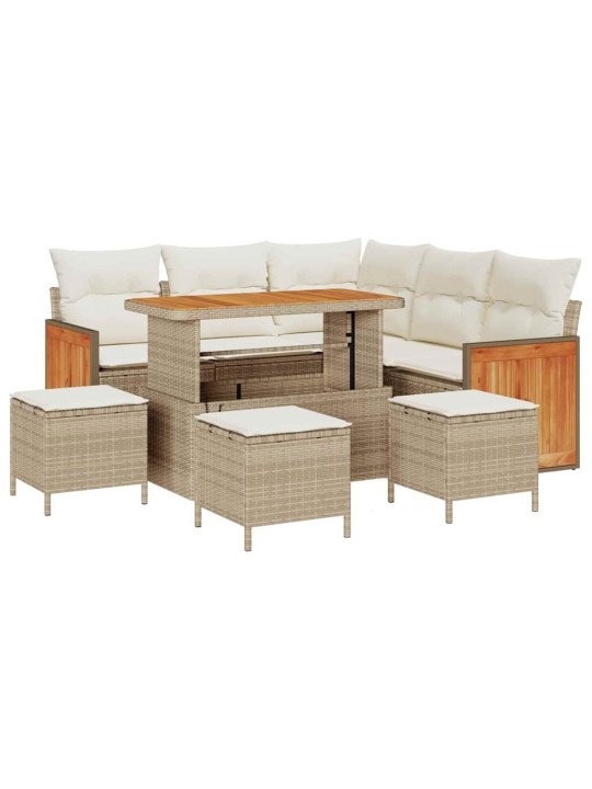 Dārza dīvānu komplekts 8 pcs bēšs un krēms 110 x 55 x 71 cm
