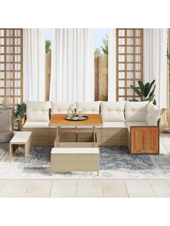 Dārza dīvānu komplekts 9 pcs bēšs un krēms 100 x 100 x 71 cm
