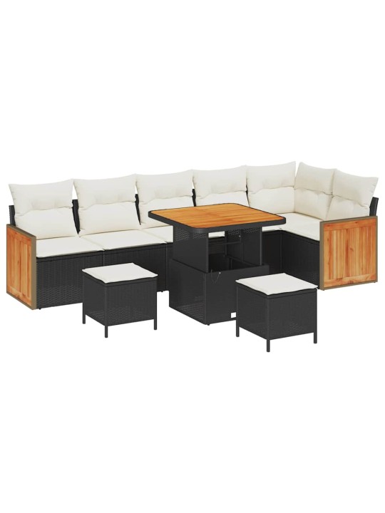 Dārza dīvānu komplekts 9 pcs melns un krēmkrāsa 80 x 80 x 71 cm