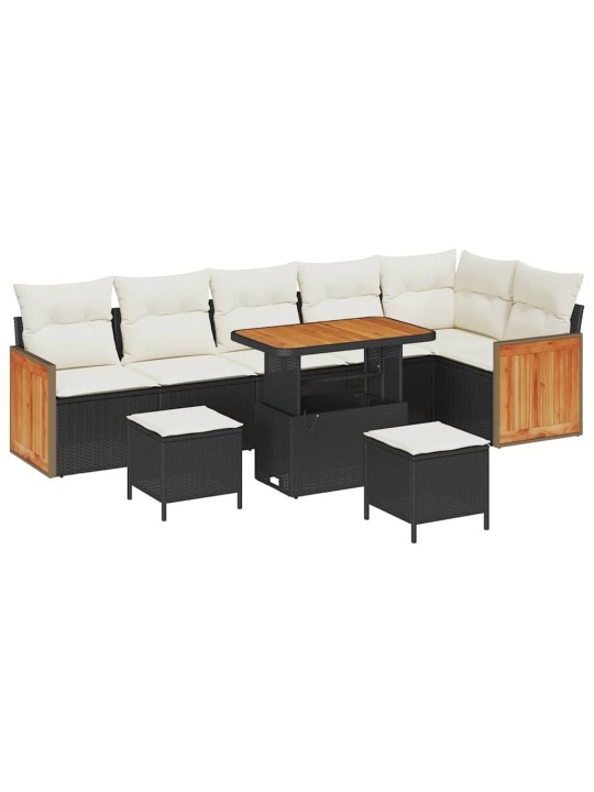 Dārza dīvānu komplekts 9 pcs melns un krēmkrāsa 90 x 55 x 71 cm