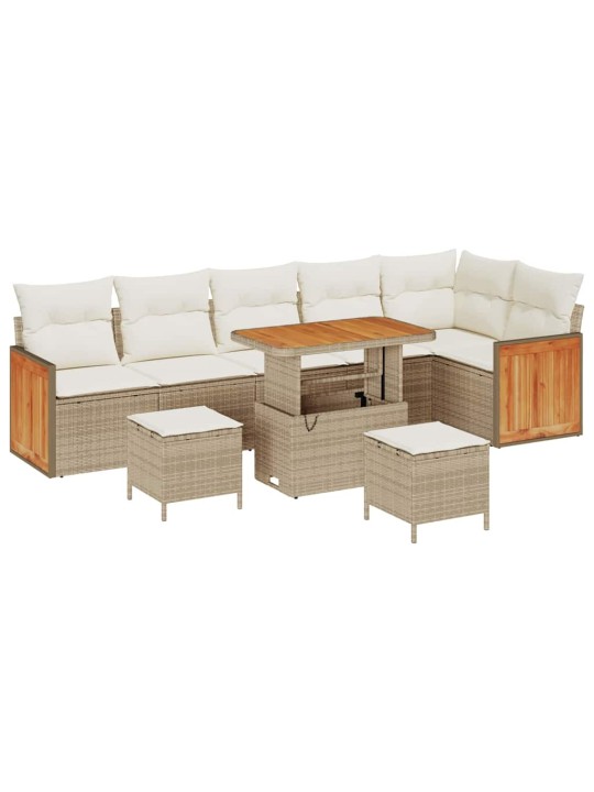 Dārza dīvānu komplekts 9 pcs bēšs un krēms 90 x 55 x 71 cm