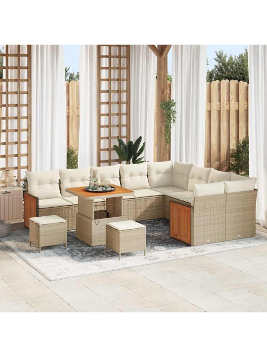 Dārza dīvānu komplekts 12 pcs bēšs un krēms 80 x 80 x 71 cm