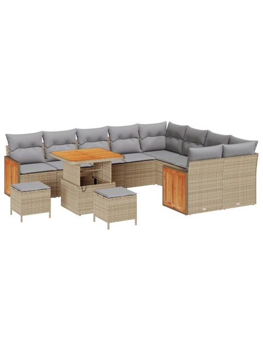 Dārza dīvānu komplekts 12 pcs bēšs un gaiši pelēks