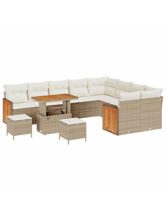 Dārza dīvānu komplekts 12 pcs bēšs un krēms 90 x 55 x 71 cm