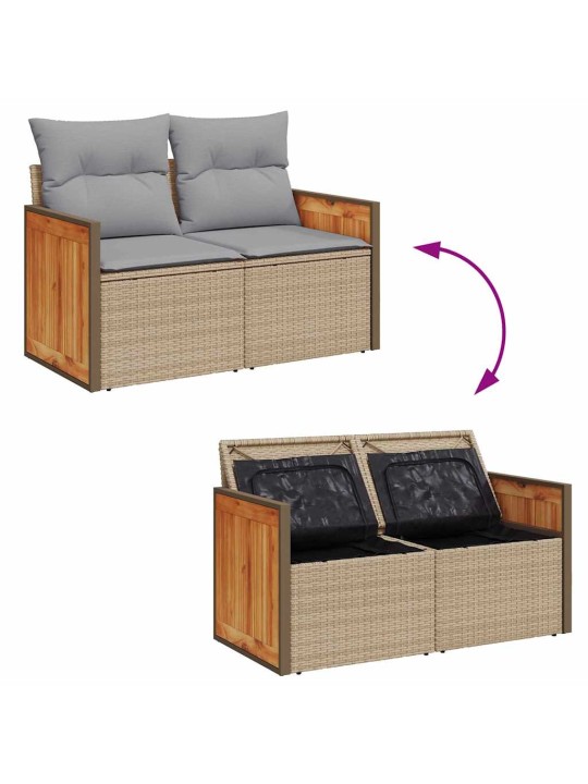Dārza dīvānu komplekts 12 pcs bēša 90 x 55 x 71 cm poliratāns