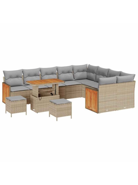 Dārza dīvānu komplekts 12 pcs bēša 90 x 55 x 71 cm poliratāns