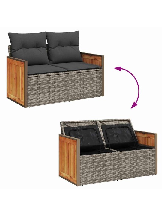 Dārza dīvānu komplekts 12 pcs pelēka 90 x 55 x 71 cm poliratāns