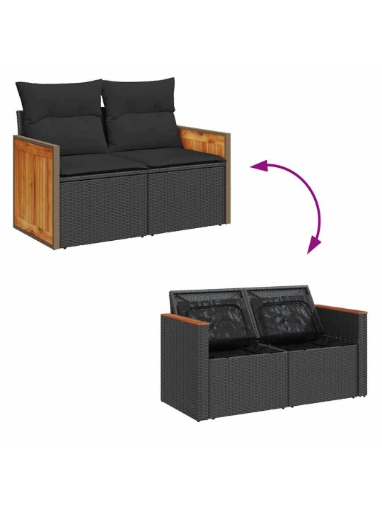 Dārza dīvānu komplekts 13 pcs melna 110 x 55 x 71 cm poliratāns