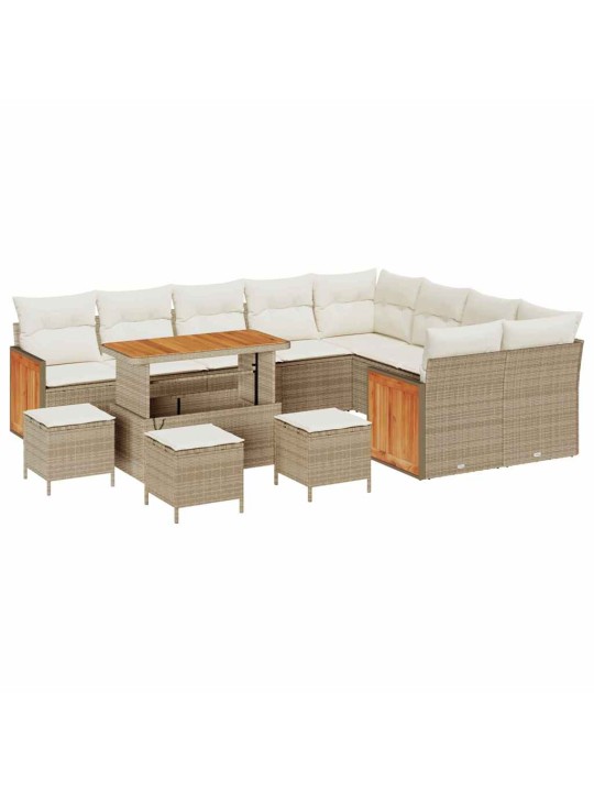 Dārza dīvānu komplekts 13 pcs bēšs un krēms 110 x 55 x 71 cm